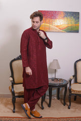 Real Image Mens Kurta Shalwar Collection'2025-D - 489 Maroon