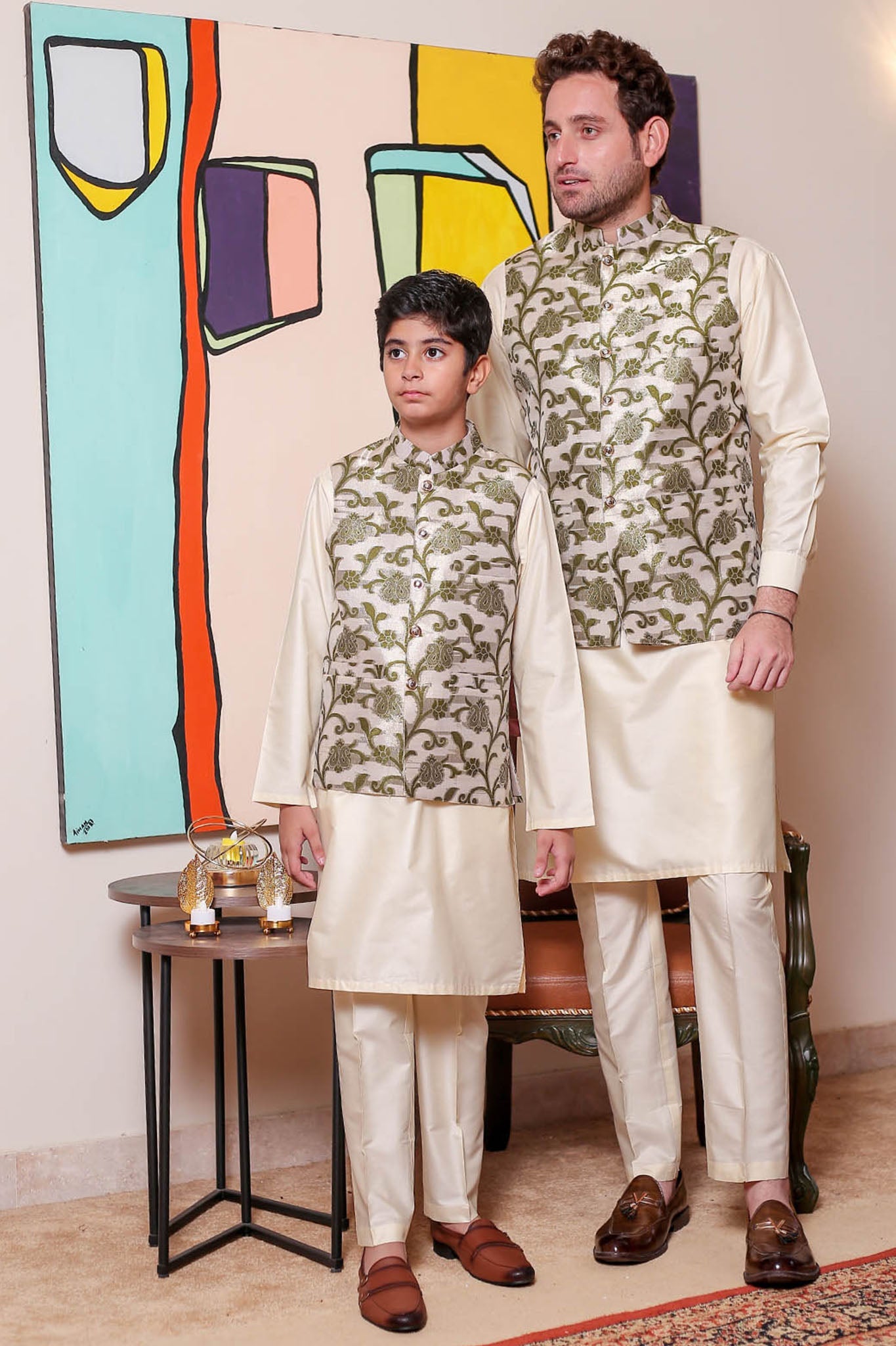 Real Image Kids Waist Coat Collection'2025-OKW-047 Smart Fit Green