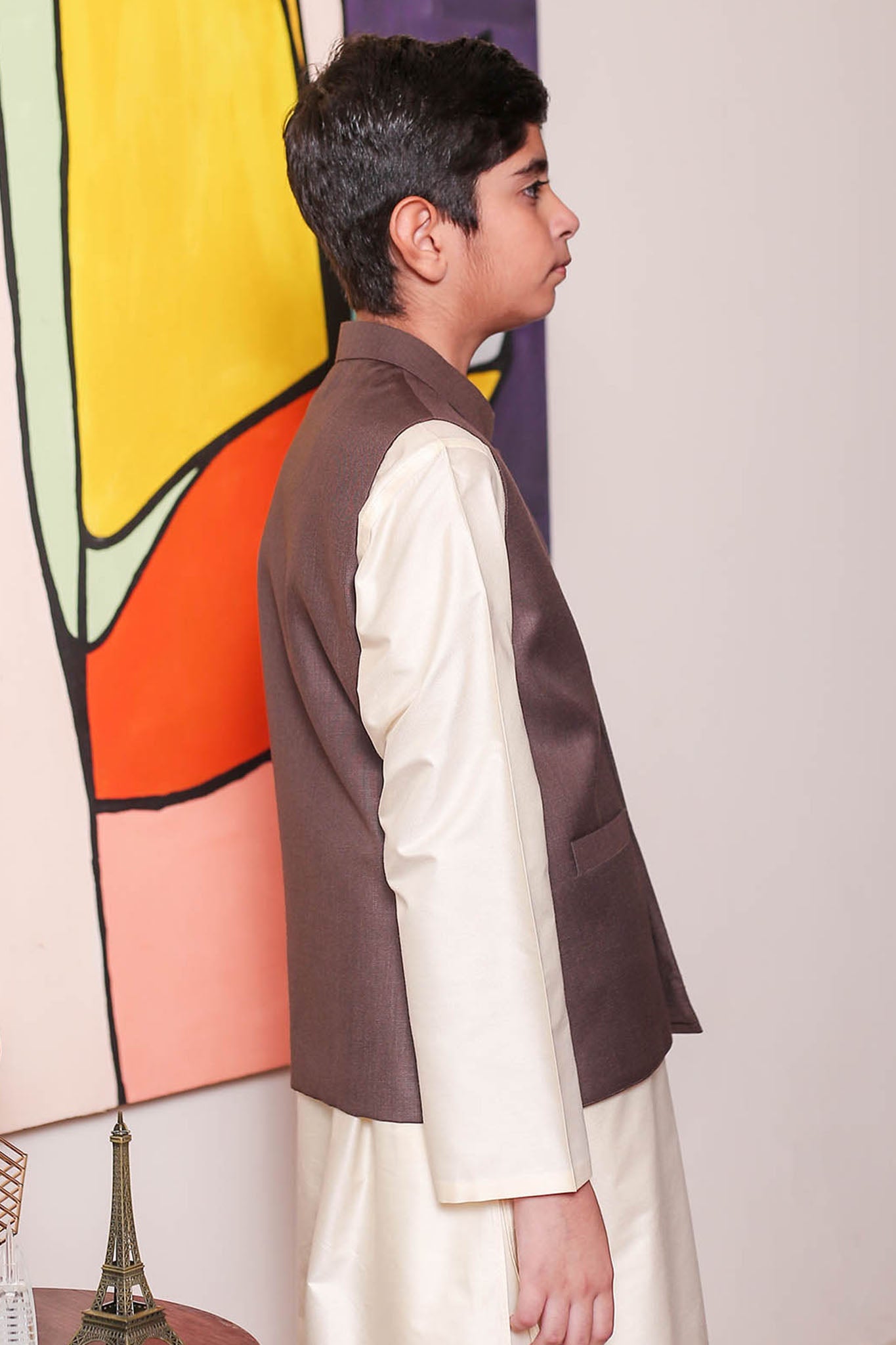 Real Image Kids Waist Coat Collection'2025-OKW-035 Smart Fit Brown
