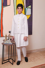 Real Image Kids Waist Coat Collection'2025-OKW-121 Smart Fit OffWht