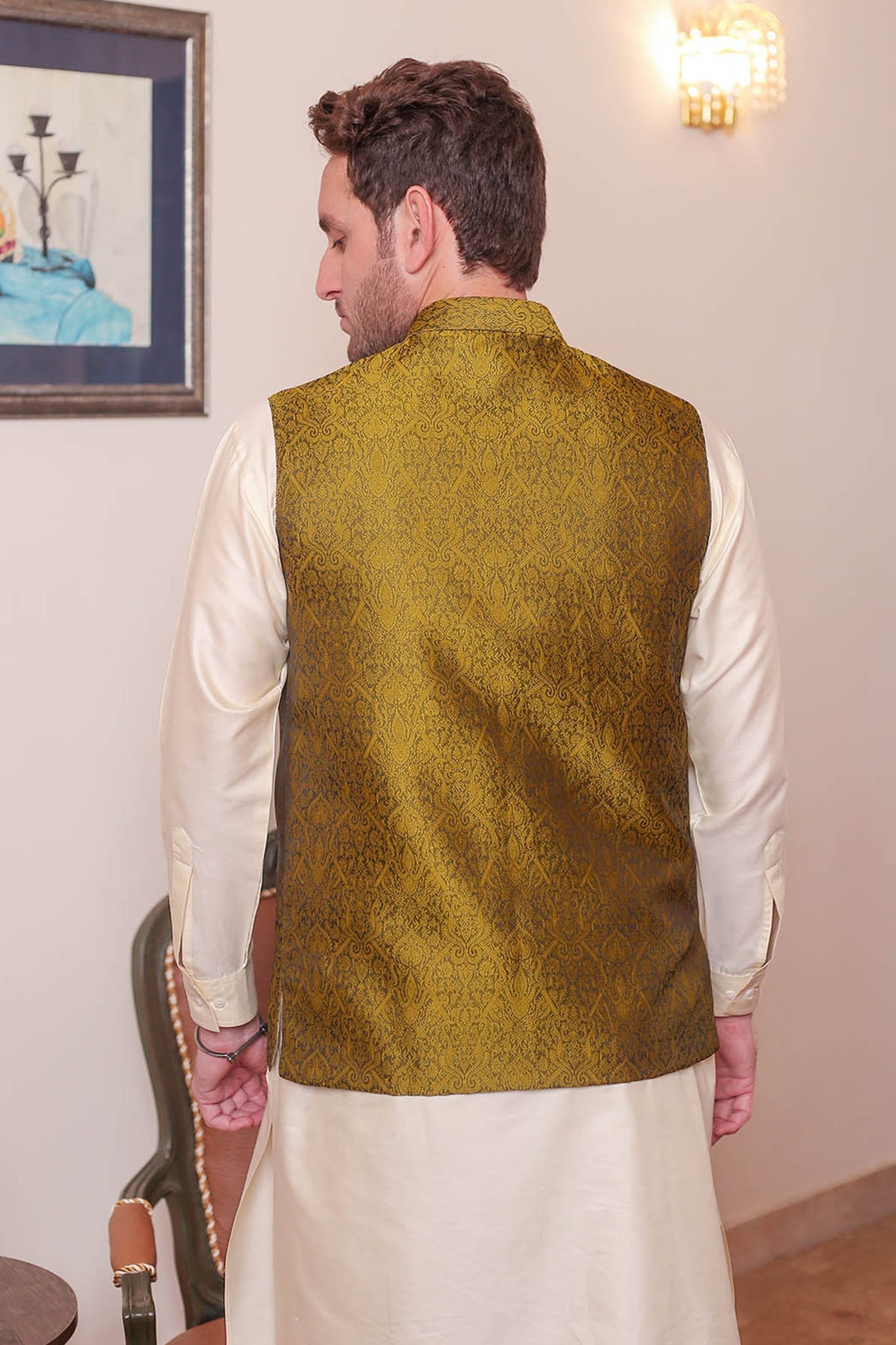 Real Image Mens Waist Coat Collection'2025-WP - 158 Olive