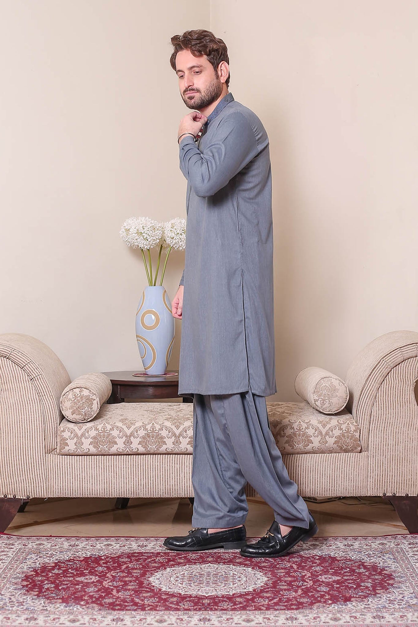 Real Image Mens Kurta Shalwar Winter Collection'2025-D-523 Dark Grey