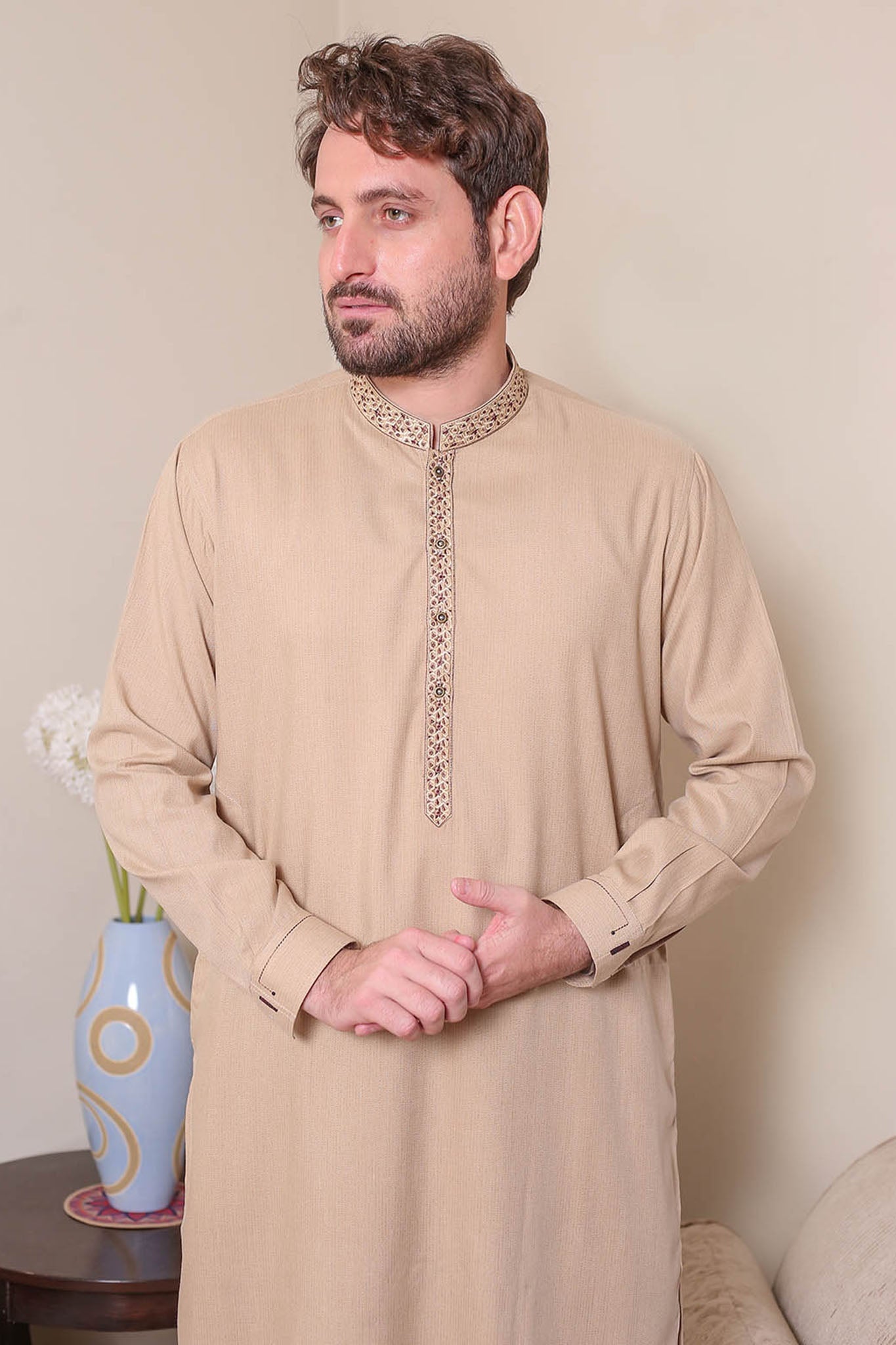 Real Image Mens Kurta Shalwar Winter Collection'2025-D-522 Gold