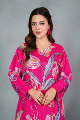 Midway Arts Stitched 2 Piece Digital Printed Poly Lawn Suit-IGM0119-Shocking Pink