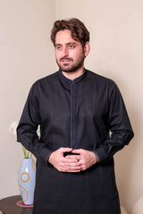 Real Image Mens Kurta Shalwar Winter Collection'2025-D-516 Black