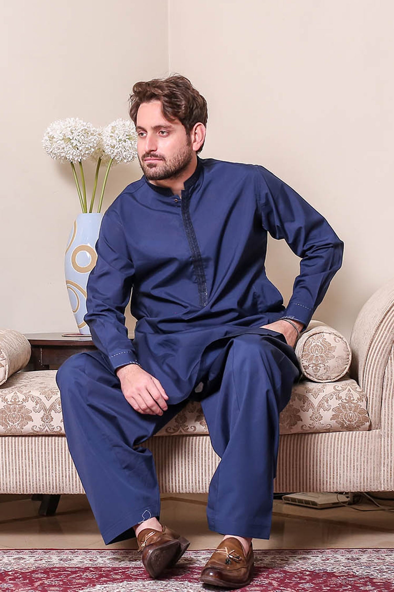 Real Image Mens Kurta Shalwar Winter Collection'2025-D-516 Blue