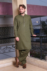 Real Image Mens Kurta Shalwar Winter Collection'2025-D-508 Green