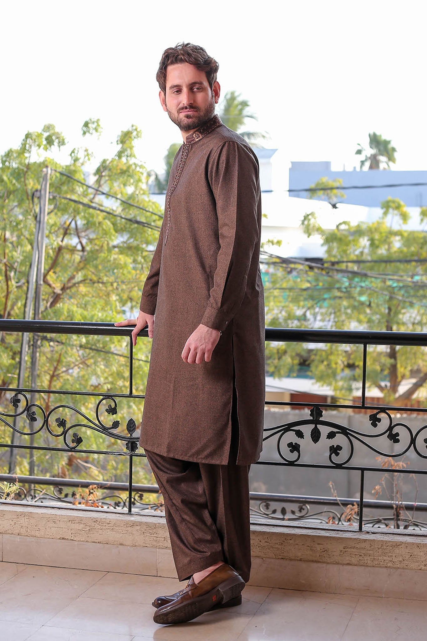 Real Image Mens Kurta Shalwar Winter Collection'2025-D-512 Brown