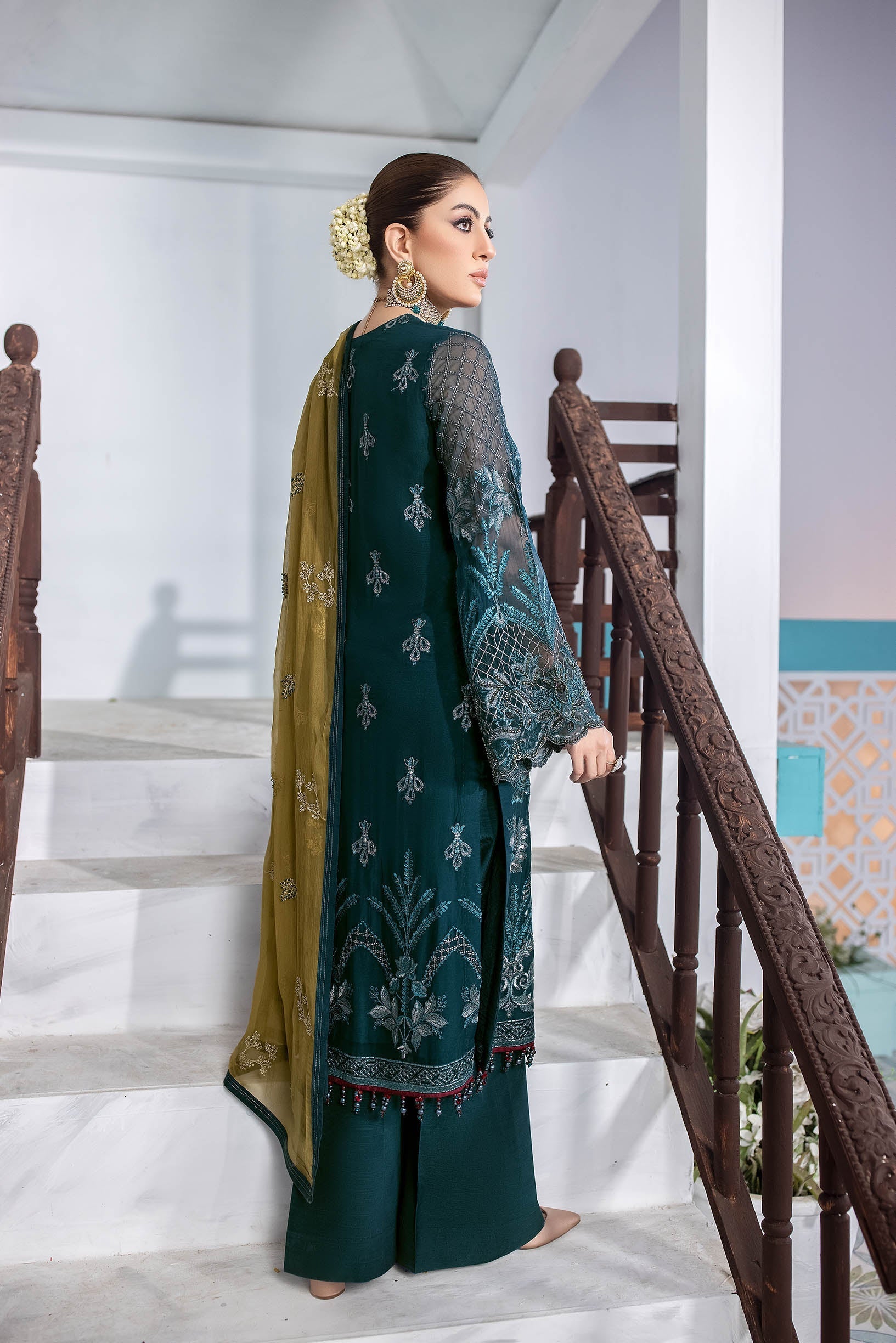 Safeera By Flossie Unstitched 3 Piece Formals Vol-10 Collection'2025-Spa Blue