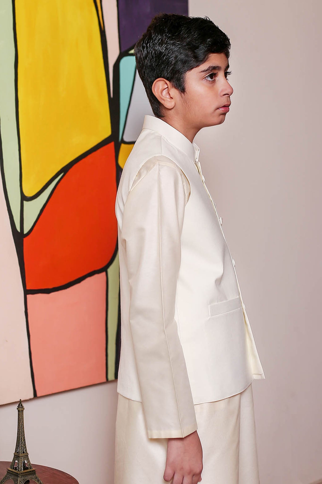 Real Image Kids Waist Coat Collection'2025-OKW-027 Smart Fit Cream