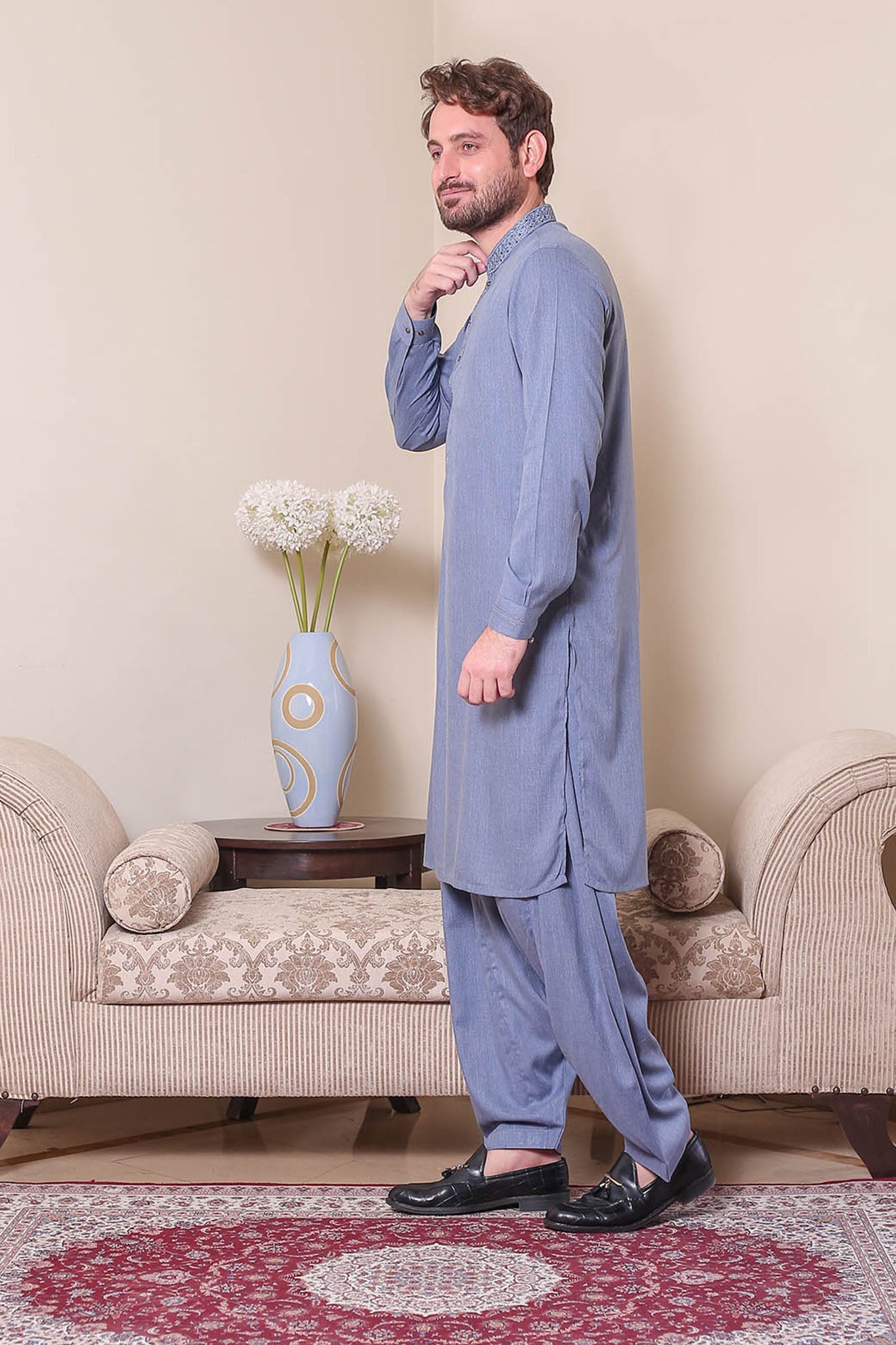 Real Image Mens Kurta Shalwar Winter Collection'2025-D-522 Blue