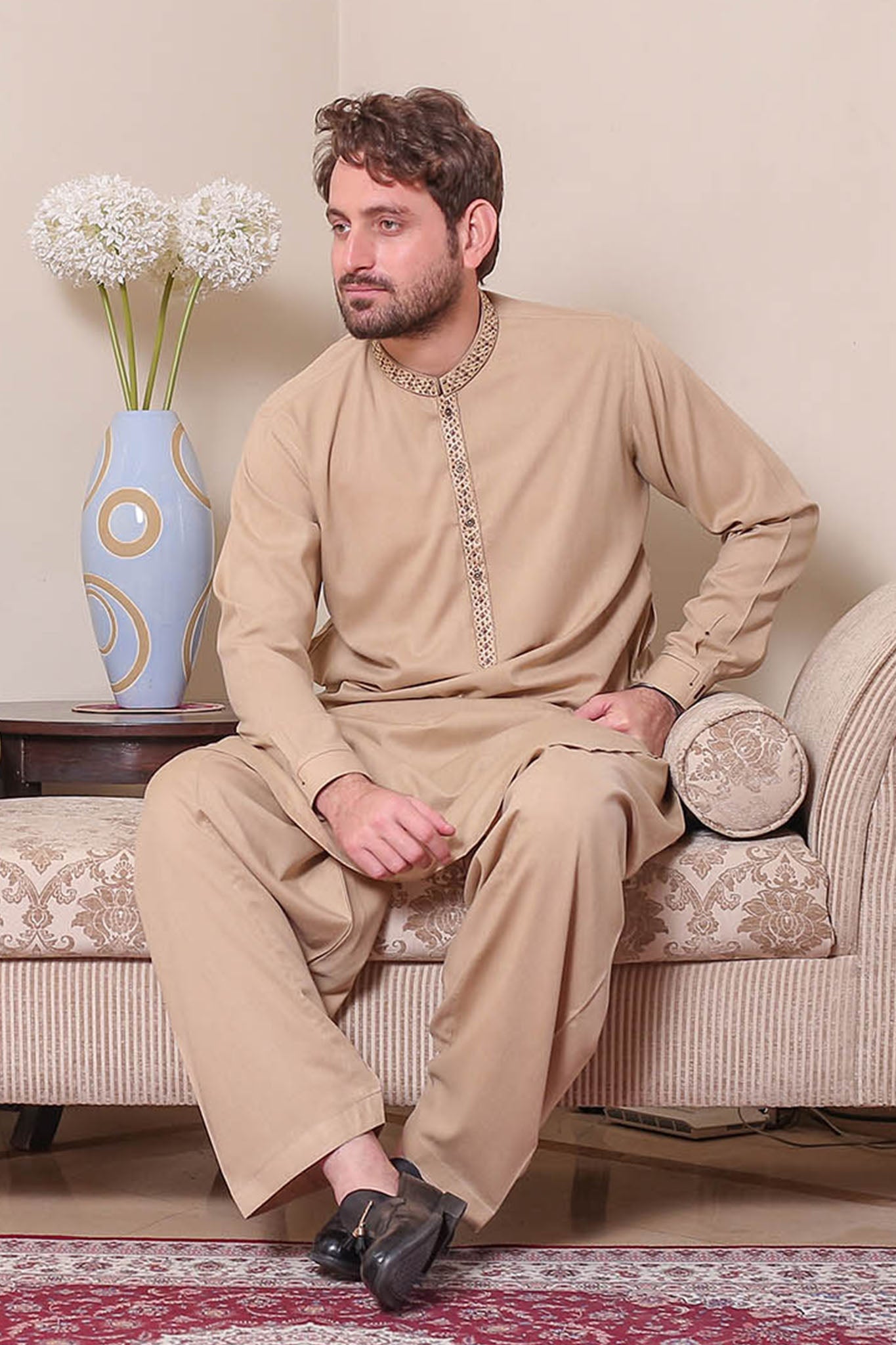 Real Image Mens Kurta Shalwar Winter Collection'2025-D-522 Gold