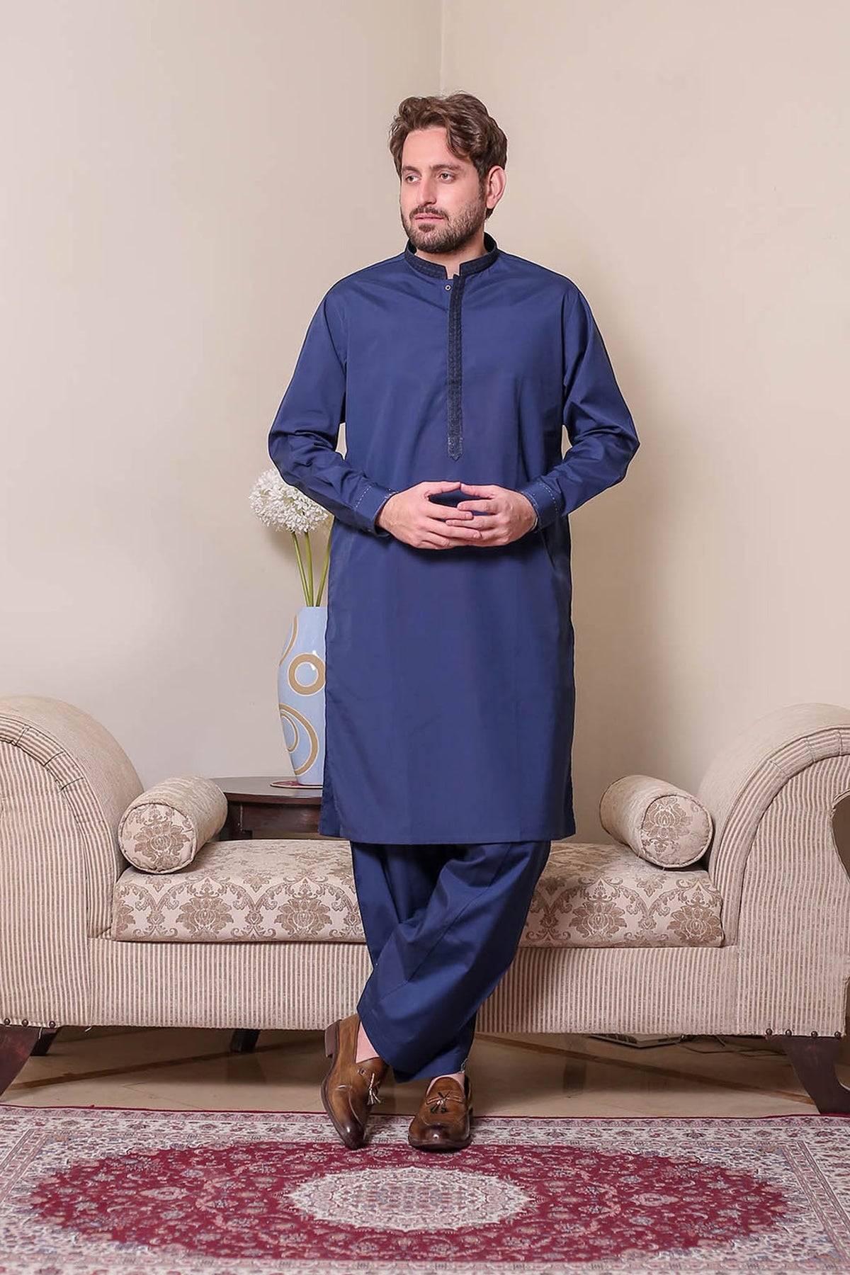 Real Image Mens Kurta Shalwar Winter Collection'2025-D-516 Blue