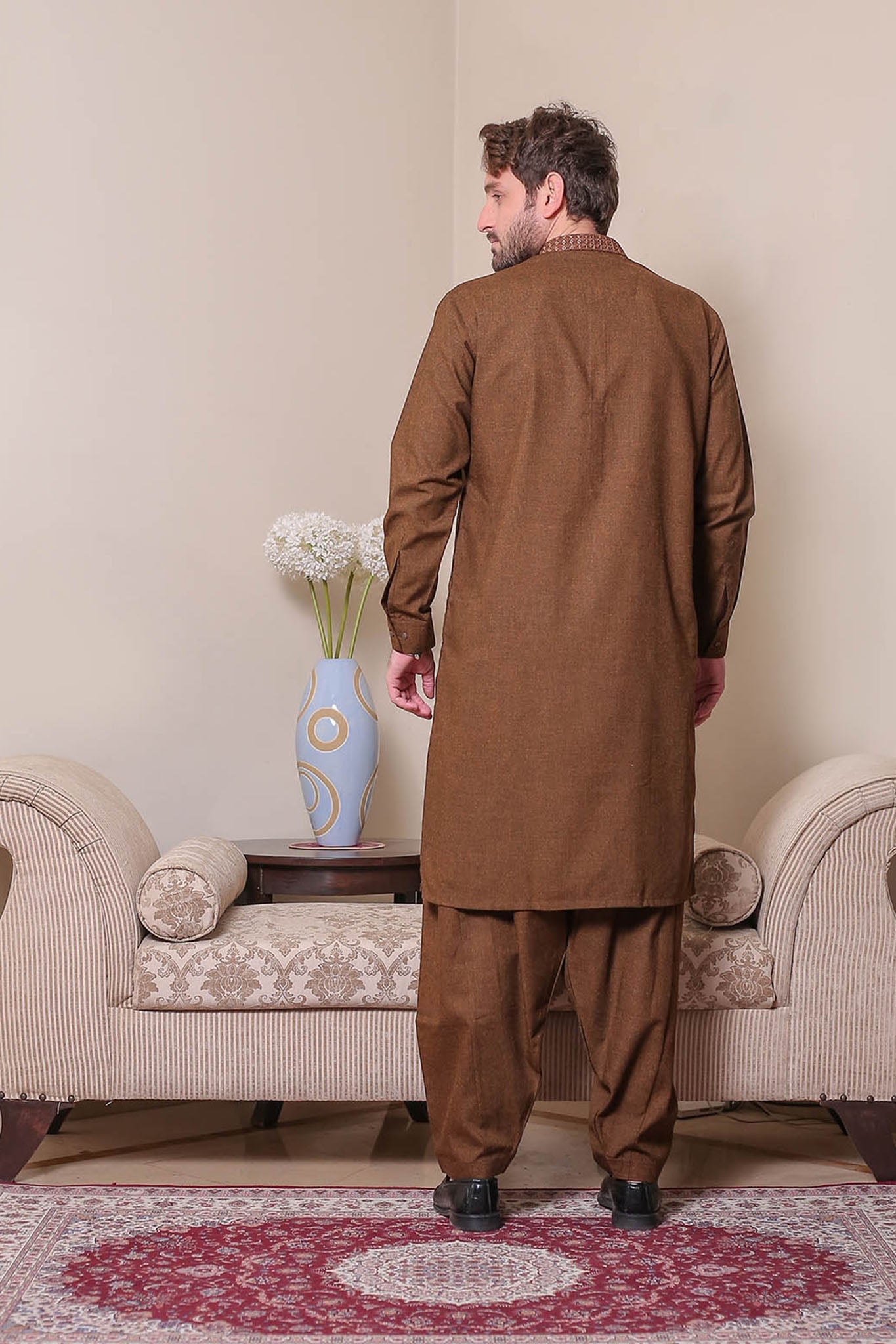 Real Image Mens Kurta Shalwar Winter Collection'2025-D-508 Copper