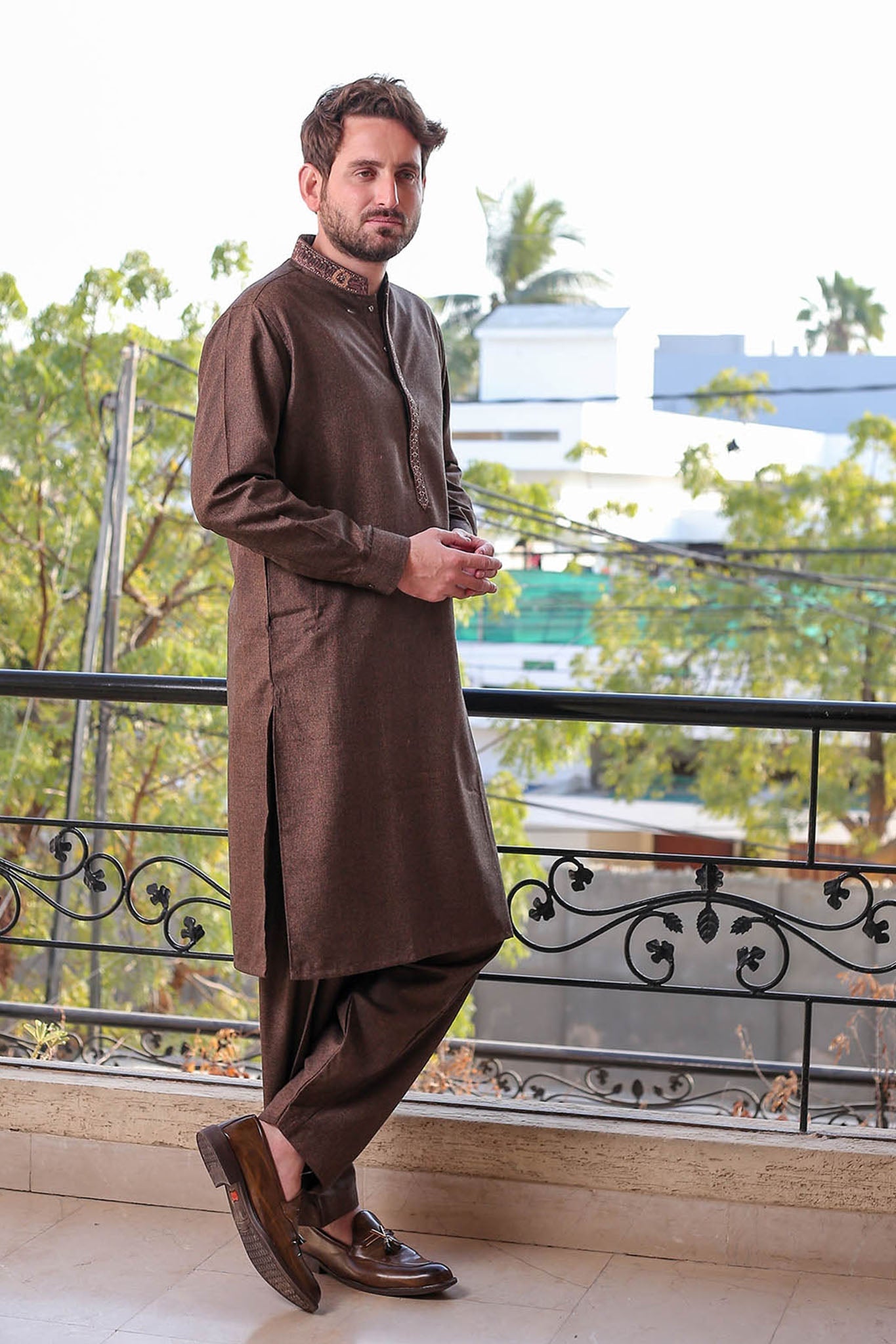 Real Image Mens Kurta Shalwar Winter Collection'2025-D-512 Brown