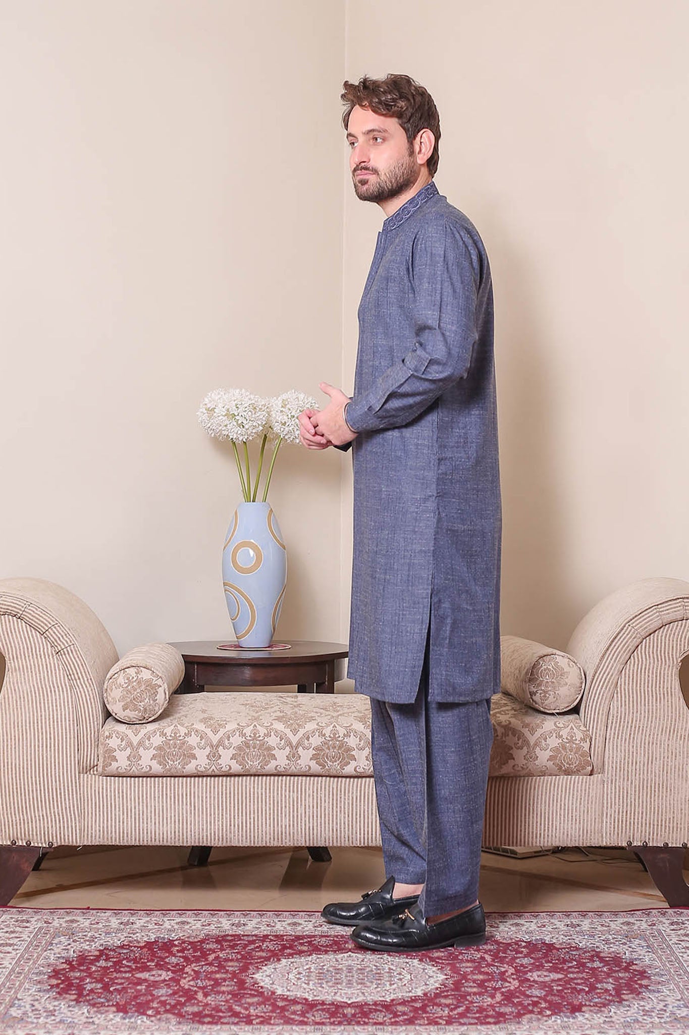 Real Image Mens Kurta Shalwar Winter Collection'2025-D-514 Blue