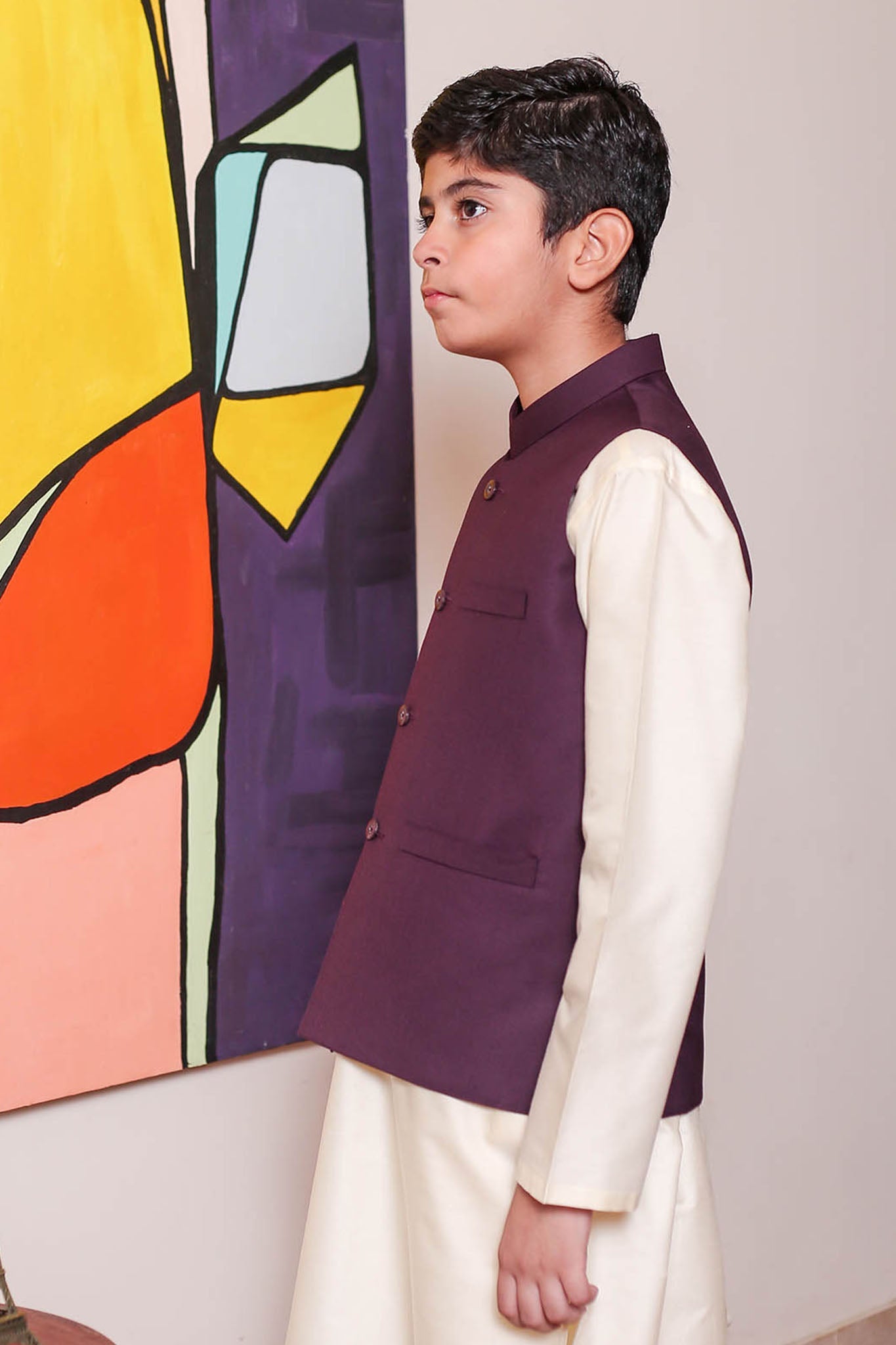 Real Image Kids Waist Coat Collection'2025-OKW-038 Smart Fit Magenta