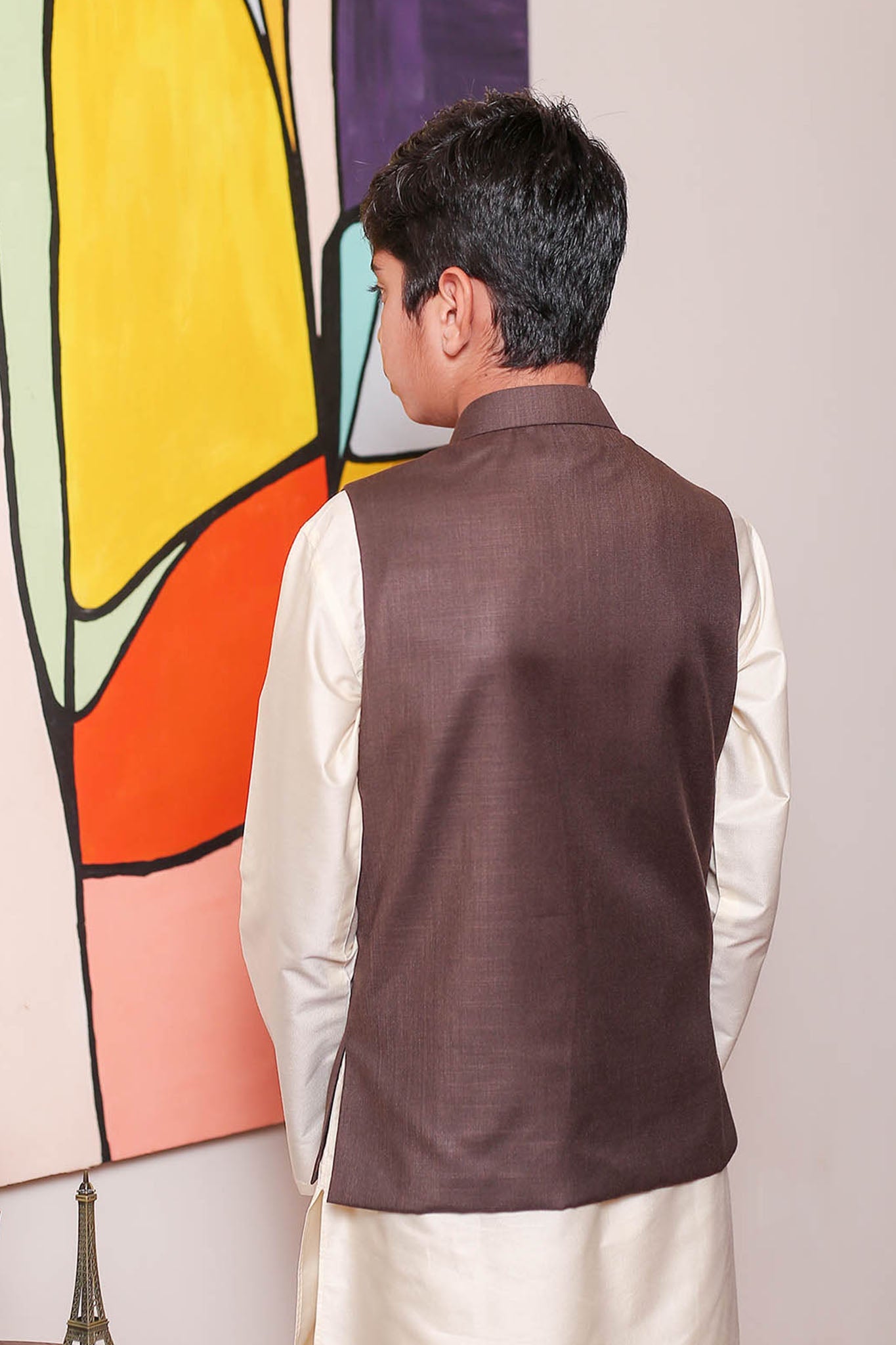Real Image Kids Waist Coat Collection'2025-OKW-035 Smart Fit Brown
