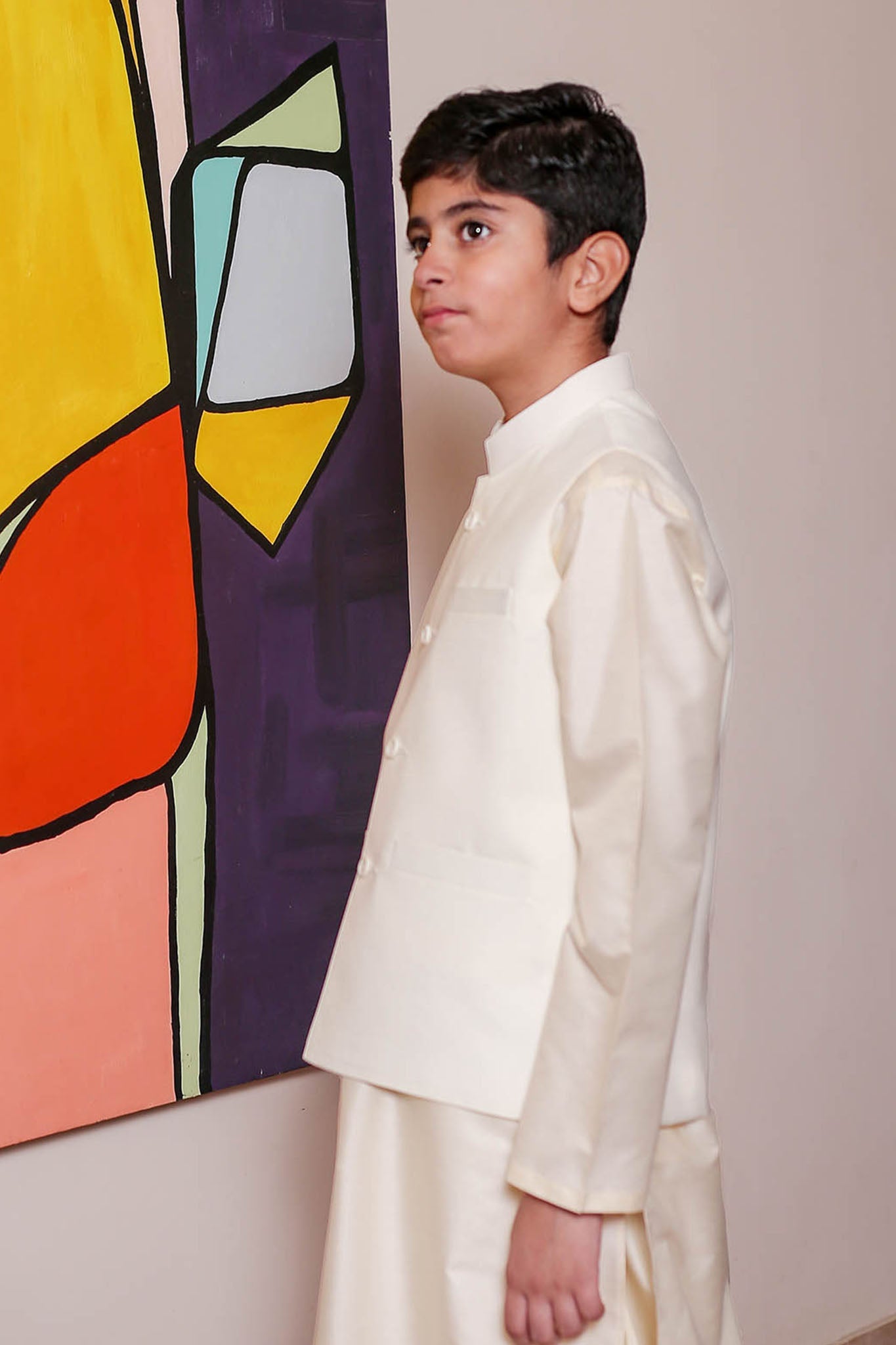 Real Image Kids Waist Coat Collection'2025-OKW-027 Smart Fit Cream