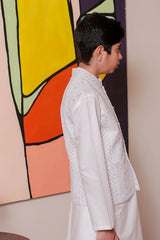 Real Image Kids Waist Coat Collection'2025-OKW-121 Smart Fit OffWht