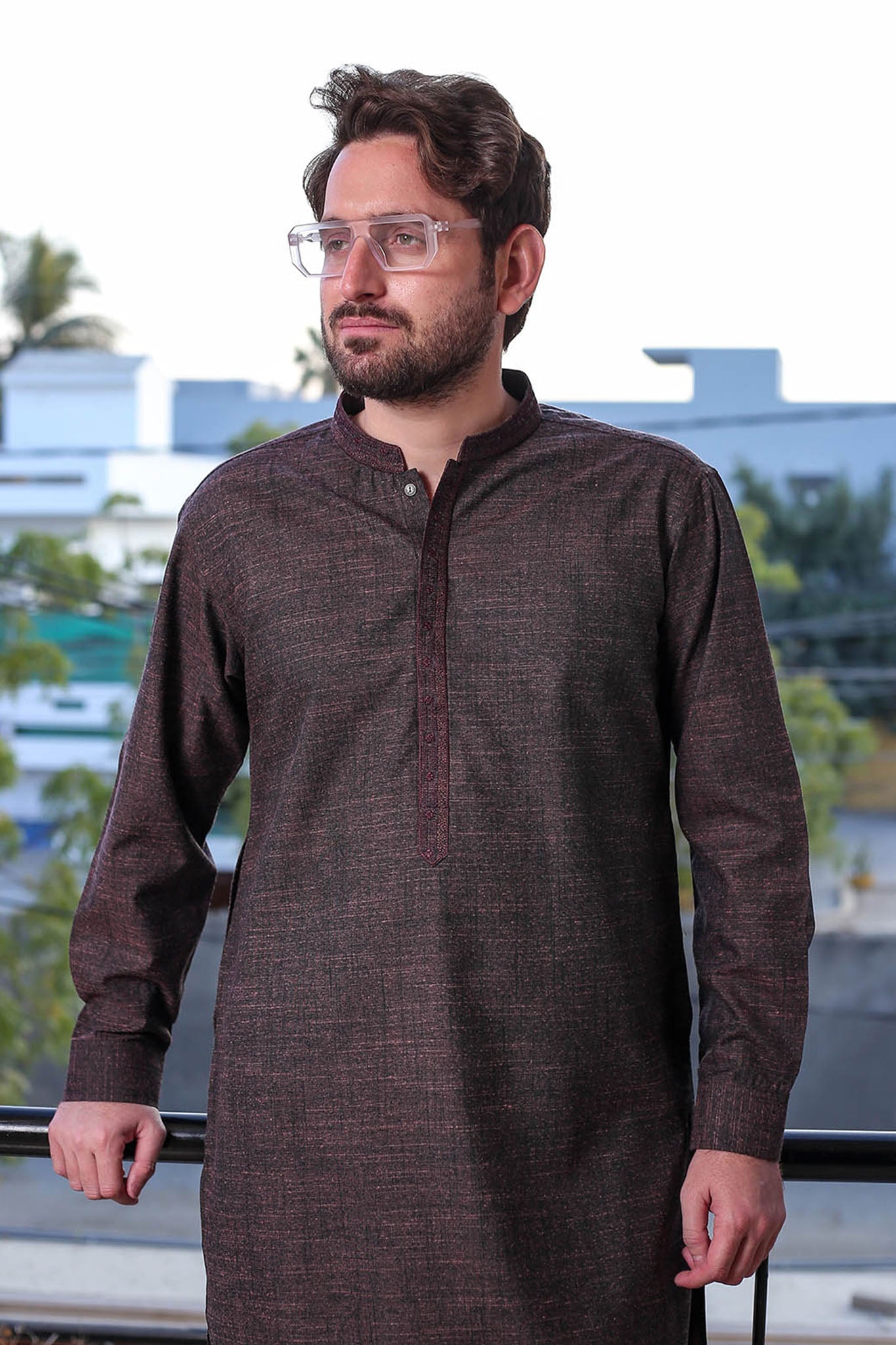 Real Image Mens Kurta Shalwar Winter Collection'2025-D-513 Dark Maroon