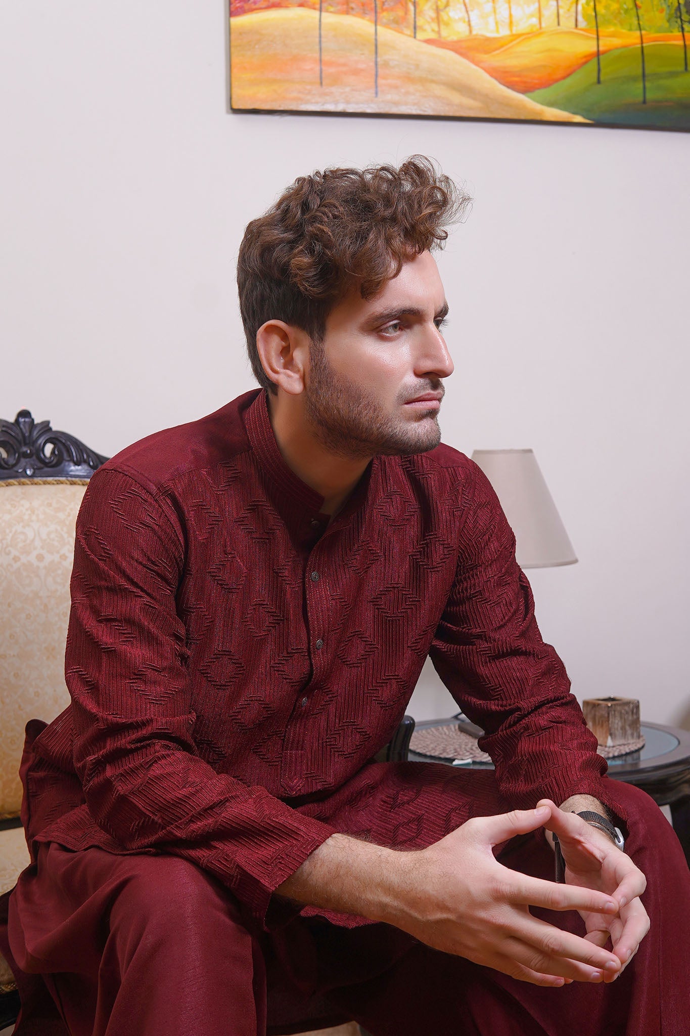Real Image Mens Kurta Shalwar Collection'2025-D - 489 Maroon