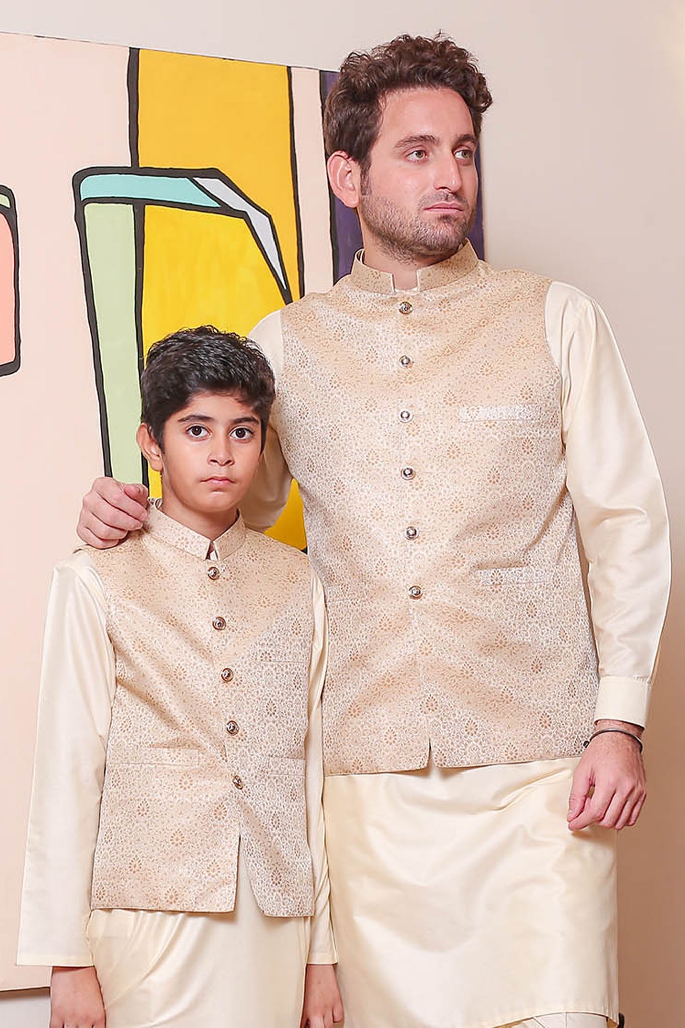 Real Image Kids Waist Coat Collection'2025-KW-161 Smart Fit Gold