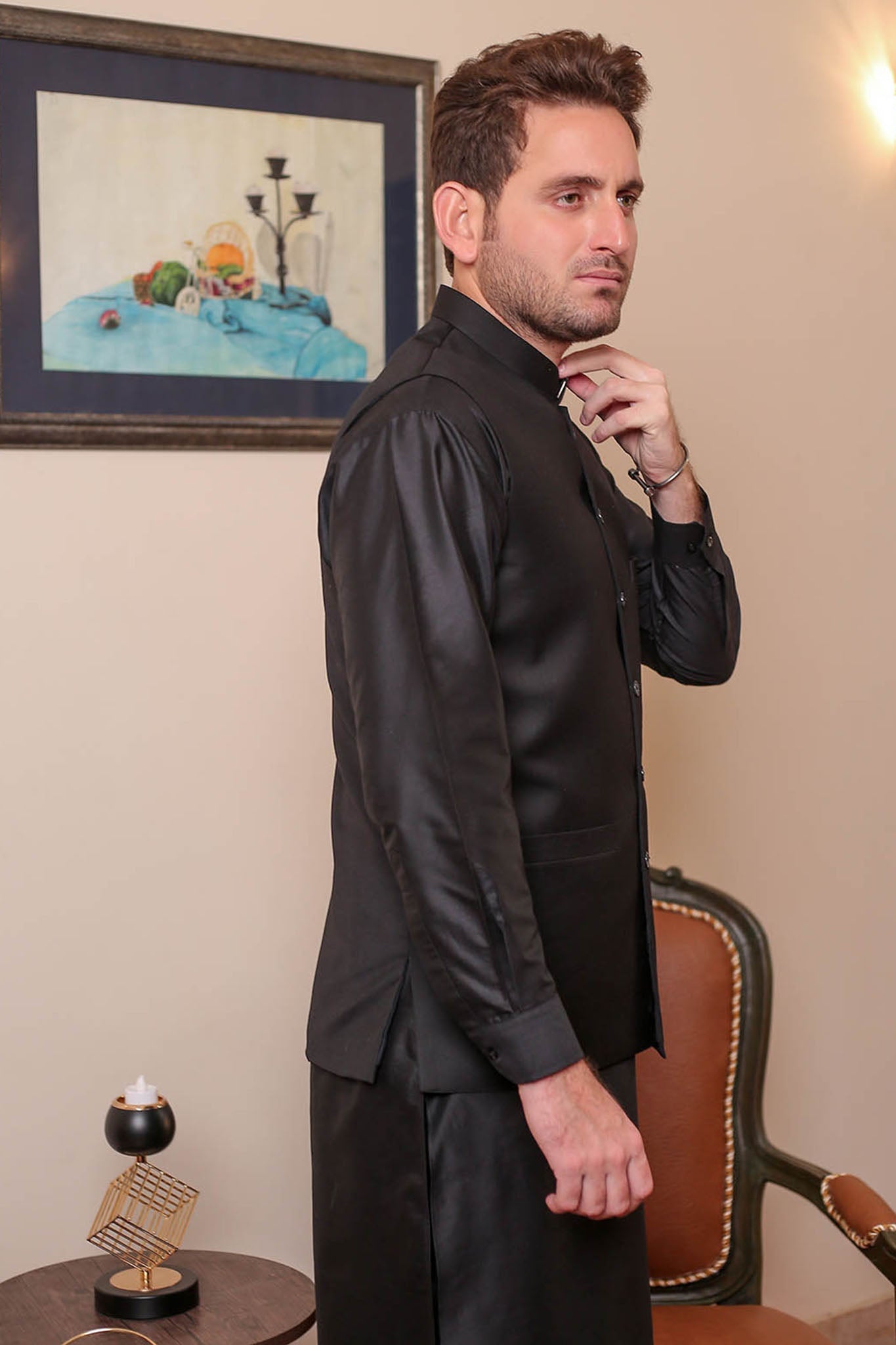 Real Image Mens Waist Coat Collection'2025-OW - 037 Black