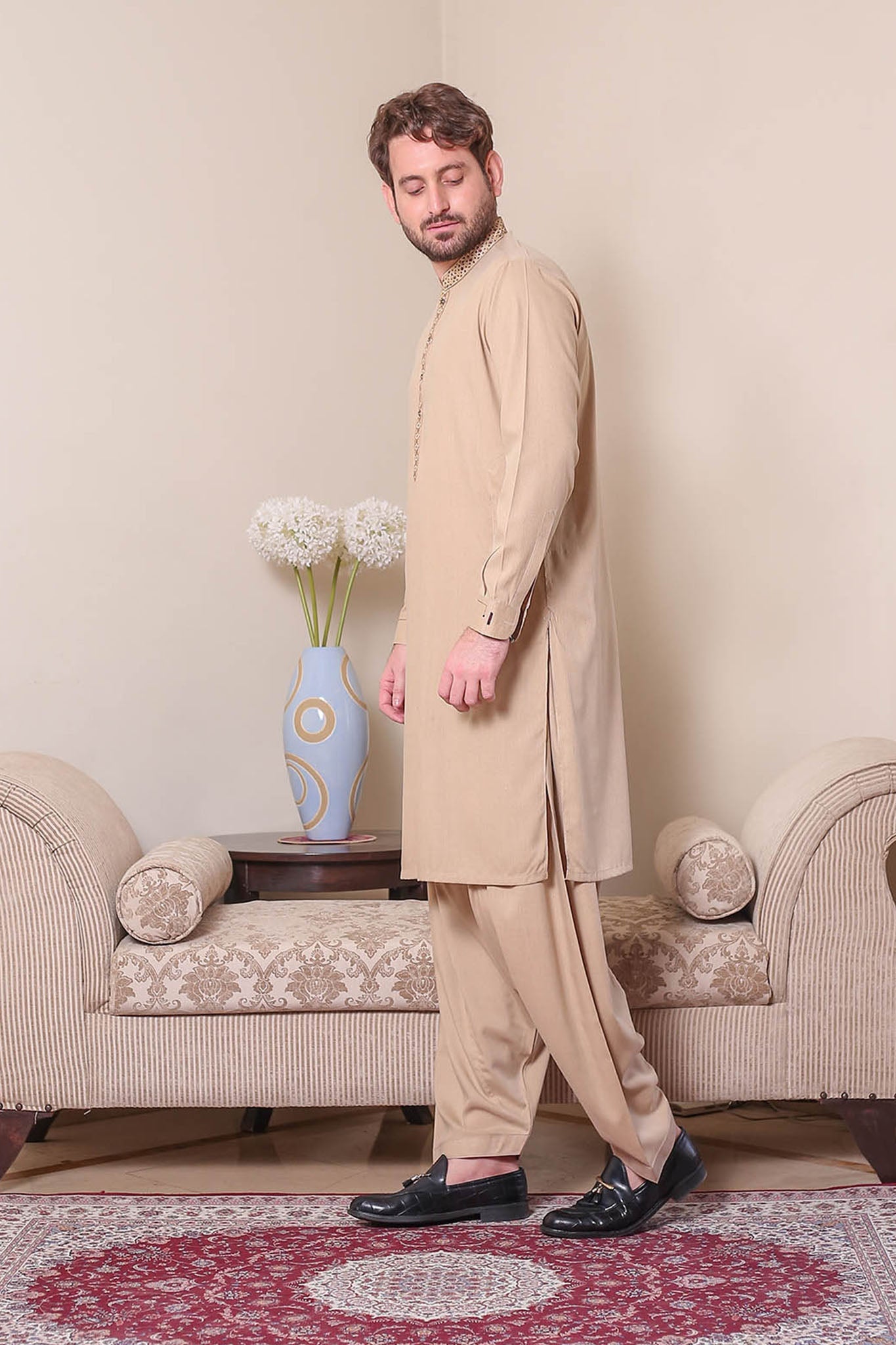 Real Image Mens Kurta Shalwar Winter Collection'2025-D-522 Gold