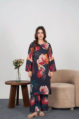 Midway Arts Stitched 2 Piece Digital Printed Poly Lawn Suit-IGM0119-Navy Blue