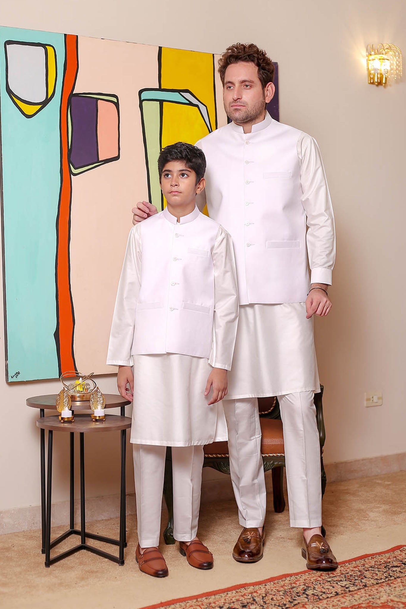 Real Image Kids Waist Coat Collection'2025-OKW-025 Smart Fit Off White