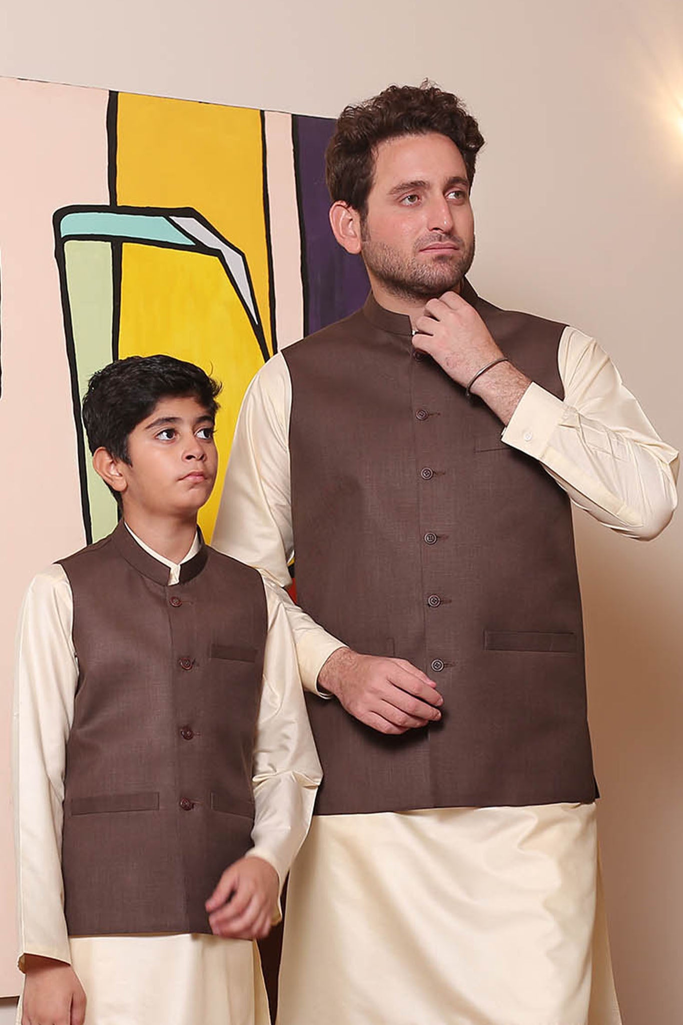 Real Image Kids Waist Coat Collection'2025-OKW-035 Smart Fit Brown