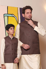 Real Image Kids Waist Coat Collection'2025-OKW-035 Smart Fit Brown