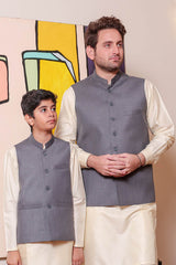 Real Image Kids Waist Coat Collection'2025-OKW-030 Smart Fit Light Grey