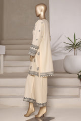 Vybe By Sada Bahar Stitched 2 Piece Emb Cotton Suit-MEL-03-Cream
