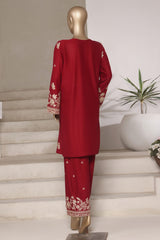 Vybe By Sada Bahar Stitched 2 Piece Emb Cotton Suit-MEL-MK52-MAHROON