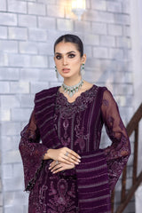 Safeera By Flossie Unstitched 3 Piece Formals Vol-10 Collection'2025-Burgundy (A)