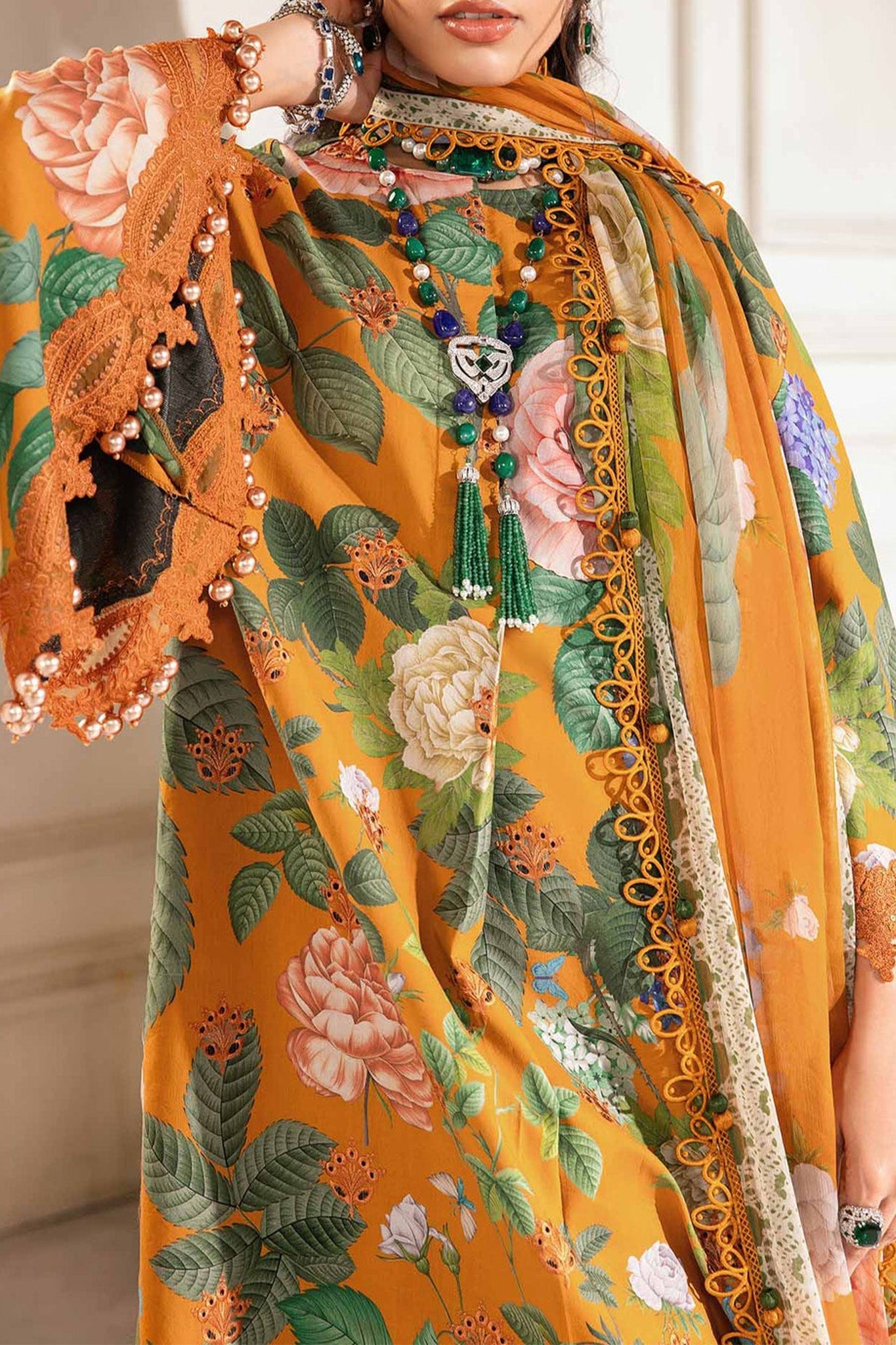 M Prints By Maria B Unstitched 3 Piece Luxury Emb Lawn Eid 2 Edit Collection'2024-MPT-2210-B