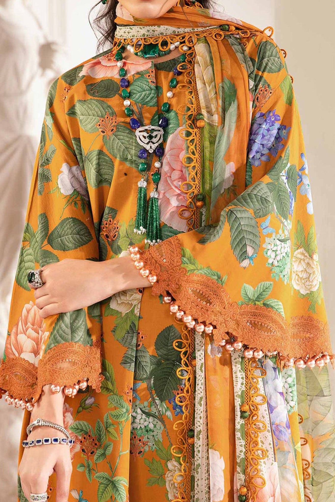 M Prints By Maria B Unstitched 3 Piece Luxury Emb Lawn Eid 2 Edit Collection'2024-MPT-2210-B