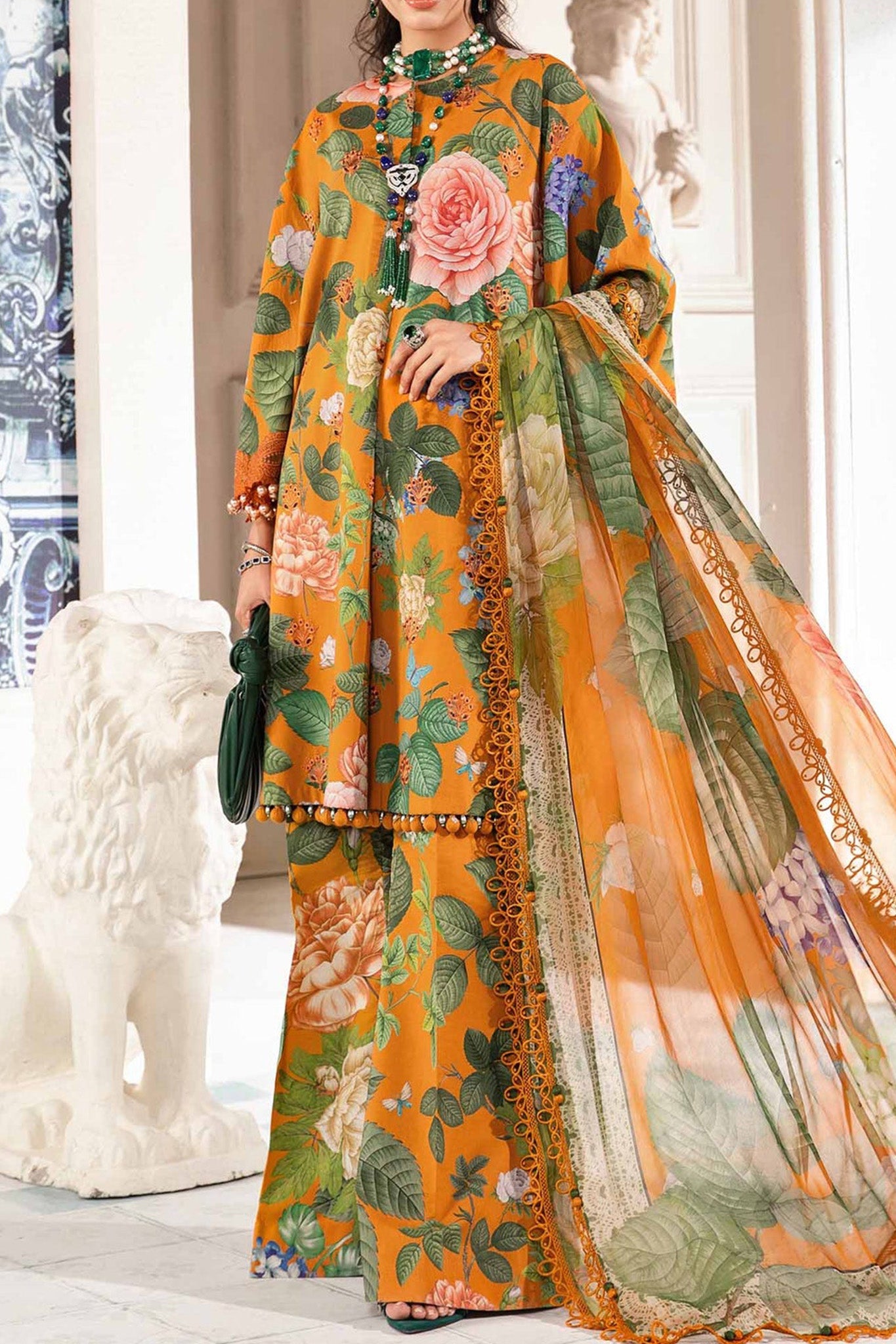 M Prints By Maria B Unstitched 3 Piece Luxury Emb Lawn Eid 2 Edit Collection'2024-MPT-2210-B
