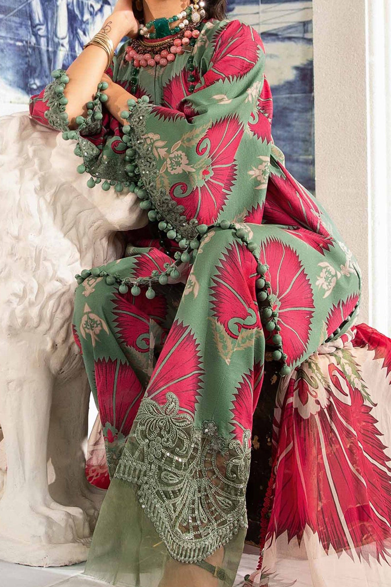 M Prints By Maria B Unstitched 3 Piece Luxury Emb Lawn Eid 2 Edit Collection'2024-MPT-2209-A