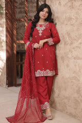 Gul Riaz By Fatima Nehal Stitched 3 Piece Luxury Festive Suit-GRF-06-Red