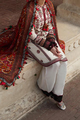 SS Lawn By Hussain Rehar Unstitched 3 Piece Emb Lawn Suit-Fawn