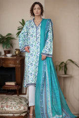 Bin Saeed Stitched 3 Piece Printed Cotton Vol-03 Suit-WC-2415-Ferozi
