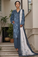 Bin Saeed Stitched 3 Piece Printed Cotton Vol-03 Suit-WC-2419-Blue