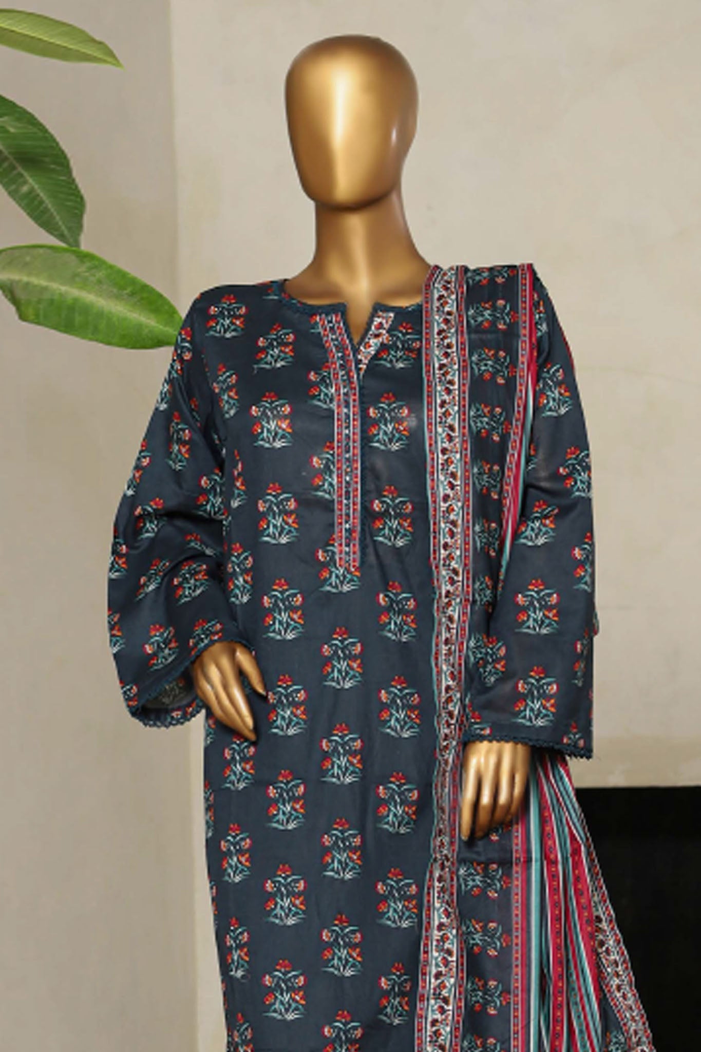 Bin Saeed Stitched 3 Piece Exclusive Printed Lawn Vol-09 Collection'2025-NSM-2215-Green