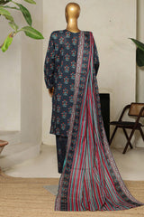 Bin Saeed Stitched 3 Piece Exclusive Printed Lawn Vol-09 Collection'2025-NSM-2215-Green