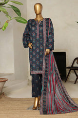 Bin Saeed Stitched 3 Piece Exclusive Printed Lawn Vol-09 Collection'2025-NSM-2215-Green