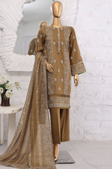 Hues Gold by Hz Stitched 3 Piece Festive Eid Edit Lawn Suit-SSP-3P-023