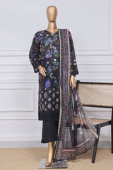 Sada Bahar Stitched 3 Piece Printed Chikankari Vol-01 Suit-PCK-Black